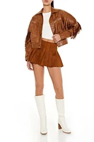Fringe Faux Suede & Leather Shacket