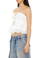 Strapless Cutout Bow Crop Top