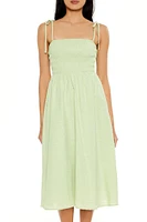 Clip Dot Tie-Strap Midi Dress