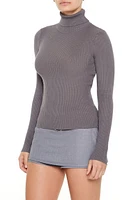 Ribbed Turtleneck Sweater-Knit Top