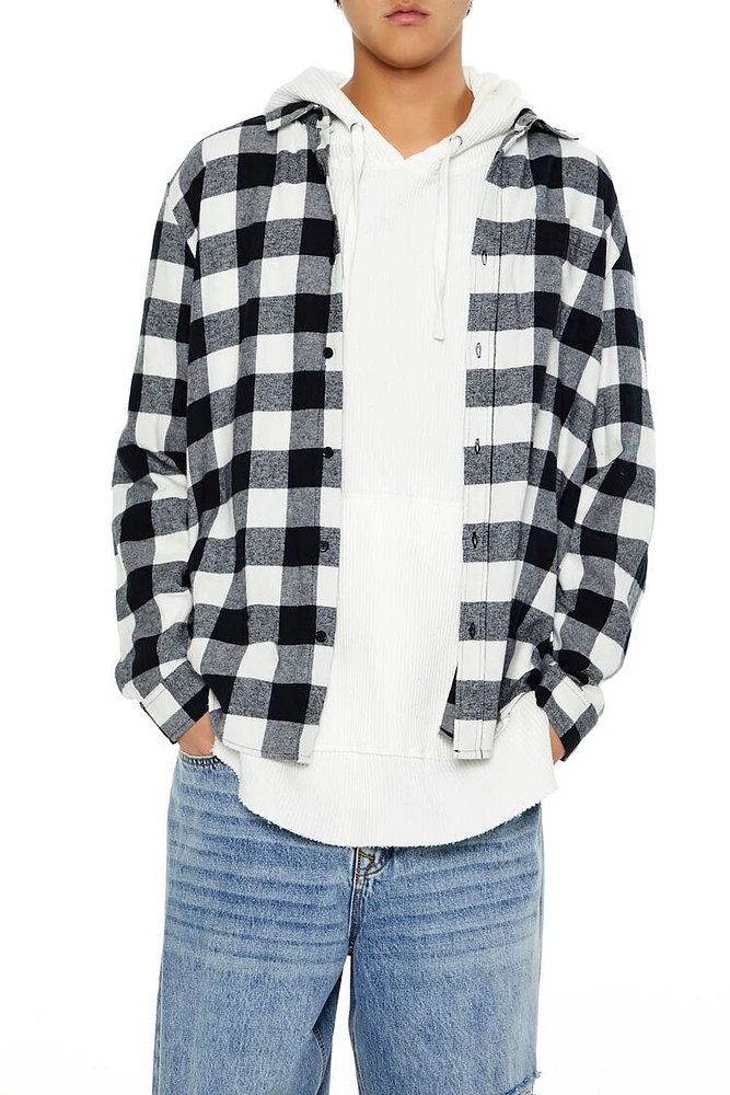 Plaid Curved-Hem Shirt