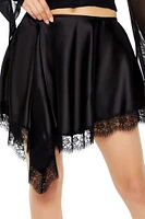 Eyelash Lace-Trim Mini Flare Skirt