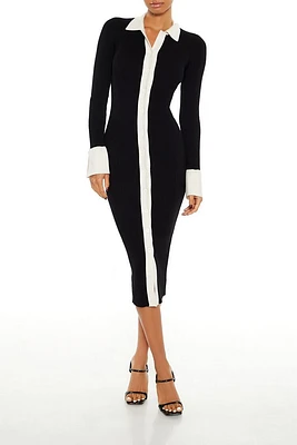 Button-Front Midi Sweater Dress