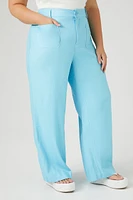 Plus Satin Straight-Leg Pants