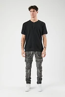 Frayed-Trim Skinny Cargo Jeans