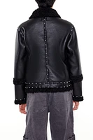 Studded Faux Leather Jacket