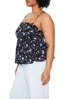 Plus Floral Print Flounce Cami