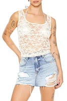 Sheer Floral Lace Tank Top