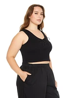 Plus Seamless Lace-Up Crop Top