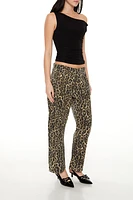 Leopard Barrel Baggy Mid-Rise Jeans