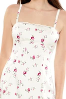 Lace-Trim Floral Mini Slip Dress