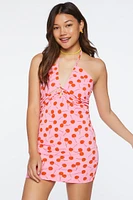 Cherry Print Halter Mini Dress