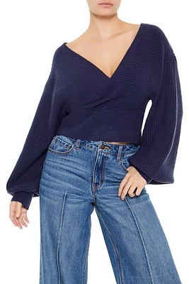 Peasant-Sleeve Surplice Sweater