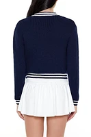 Varsity-Striped Cardigan Sweater