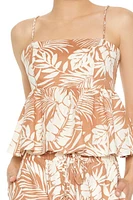 Tropical Leaf Print Flounce Cami