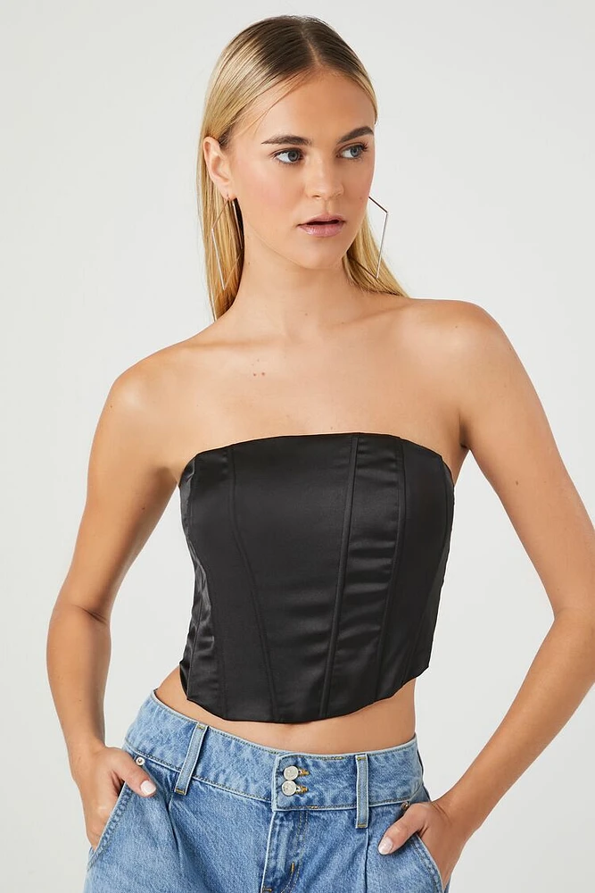 Satin Cropped Tube Top