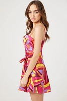 Abstract Print Bustier Mini Dress