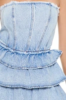 Strapless Layered Denim Mini Dress