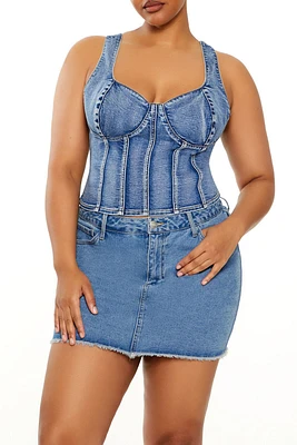 Plus Denim Sweetheart Crop Top