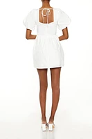 Puff-Sleeve Bubble-Hem Mini Dress