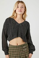 Cropped Cable Knit Sweater