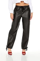 Faux Leather Drawstring Pants