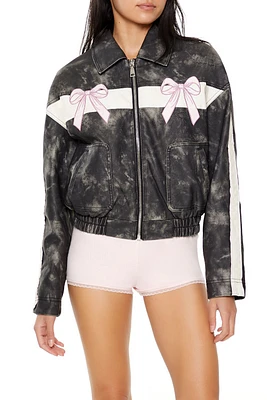 Striped Bow Bomber Jacket