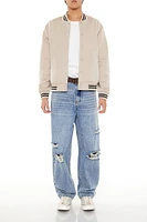 Varsity-Striped Bomber Jacket