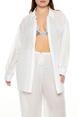 Plus Swim Cover-Up Shirt Dress