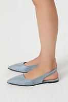 Denim Rhinestone Slingback Mules