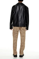 Slim-Fit Mid-Rise Leopard Pants