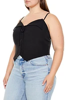 Plus Button-Front Cropped Cami