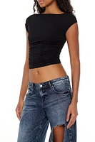 Ruched Off-the-Shoulder Crop Top