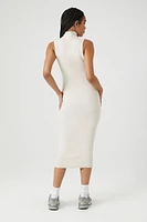 Ribbed Knit Mock Neck Midi Dress