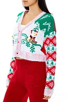 Snowboarding Santa Cardigan Sweater