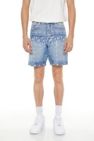 Paisley Mid-Rise Denim Shorts