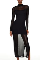 Mesh Mock Neck Maxi Dress