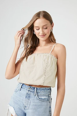 Eyelet Button-Front Cropped Cami