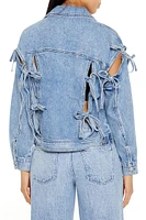Cutout Bow Denim Trucker Jacket
