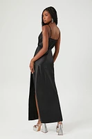 Satin Leg-Slit Maxi Dress