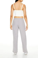 Ribbed Mid-Rise Wide-Leg Pants