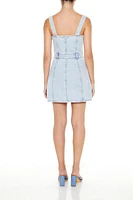 Button-Front Denim Mini Dress