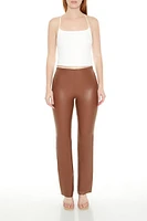 Faux Leather High-Rise Bootcut Pants