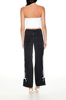 Striped Bow Low-Rise Baggy Jeans