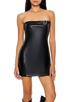 Faux Leather Tube Mini Dress