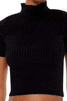 Sweater-Knit Mock Neck Crop Top