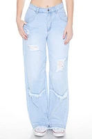 Distressed Wide-Leg Jeans