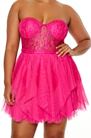 Plus Lace Bustier Mini Dress