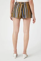 Striped Lace-Up Pull-On Shorts