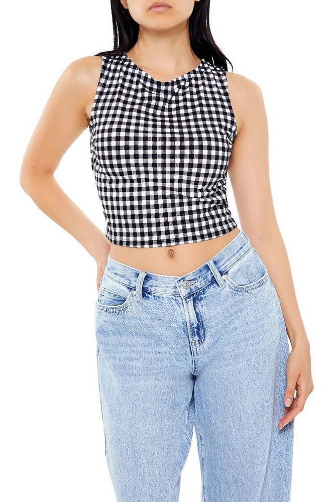 Gingham Sleeveless Crop Top